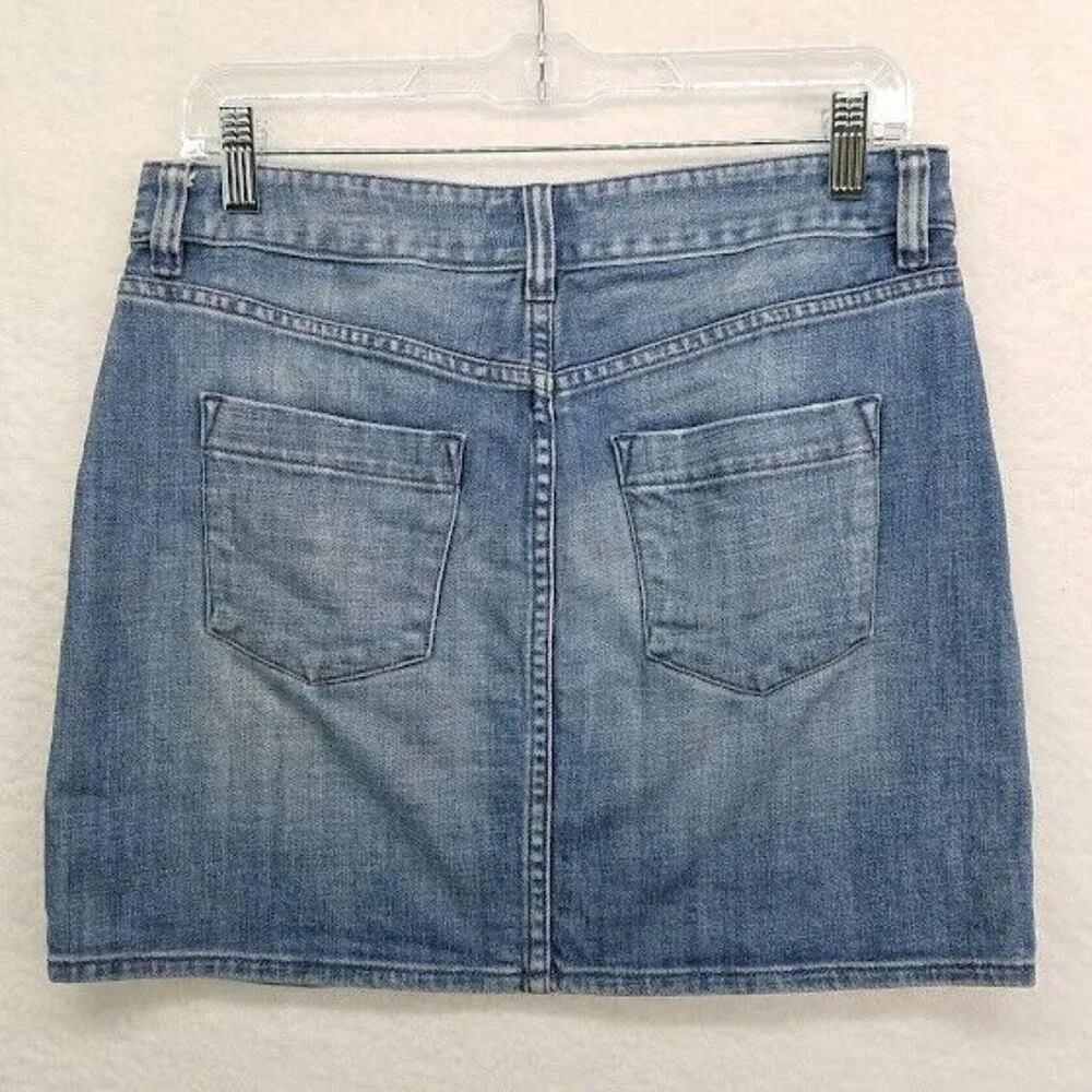 J Crew Womens Stretch Denim Skirt Size 4 Medium Wash Blue Jean‎ Pockets